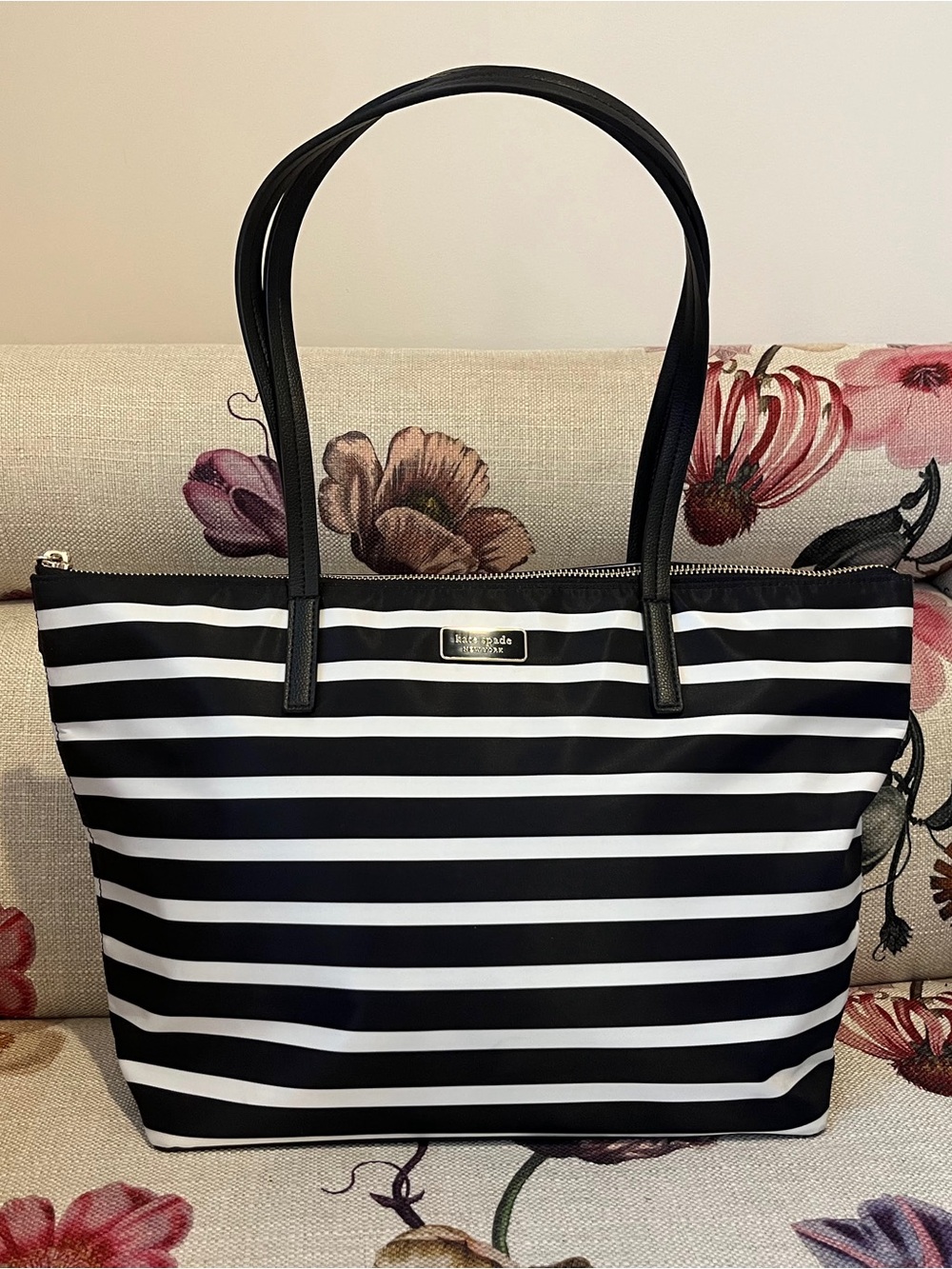 NWOT kate spade New York Hayden Nylon Zip-Top Striped Tote